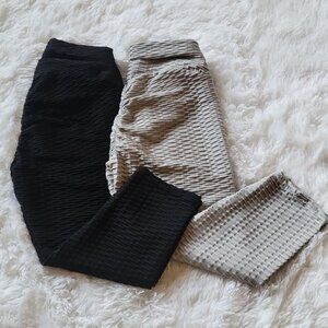 2-Pack High-Waisted Scrunch Butt Textured Ankle Leggings for Women's -S